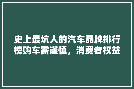 史上最坑人的汽车品牌排行榜购车需谨慎，消费者权益不容忽视