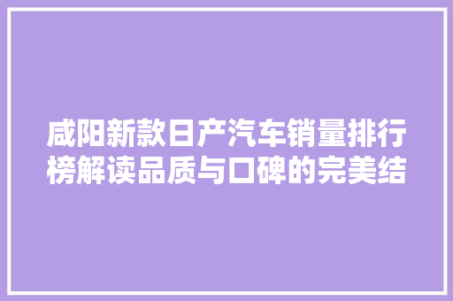 咸阳新款日产汽车销量排行榜解读品质与口碑的完美结合