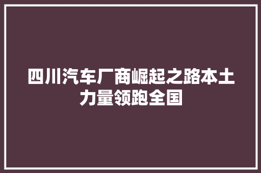 四川汽车厂商崛起之路本土力量领跑全国