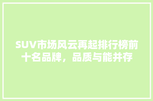 SUV市场风云再起排行榜前十名品牌，品质与能并存