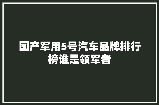 国产军用5号汽车品牌排行榜谁是领军者