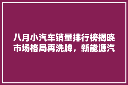 八月小汽车销量排行榜揭晓市场格局再洗牌，新能源汽车崛起