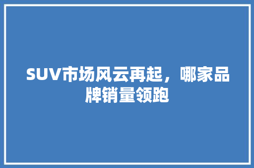 SUV市场风云再起，哪家品牌销量领跑