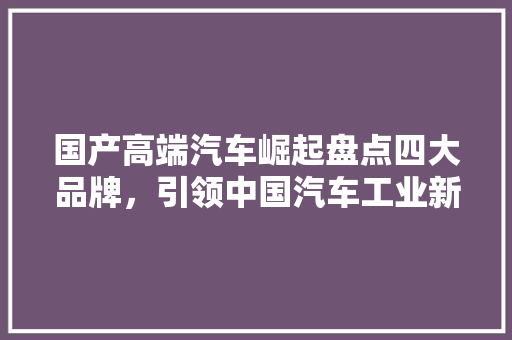 国产高端汽车崛起盘点四大品牌，引领中国汽车工业新篇章