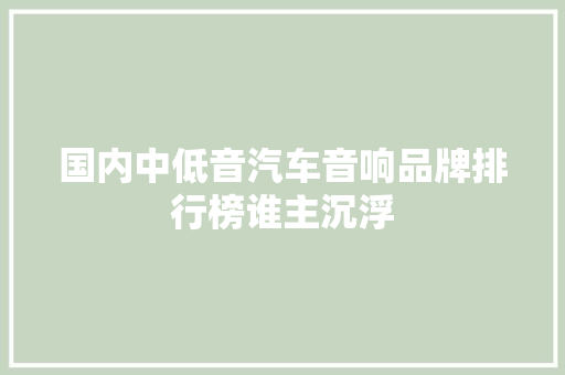 国内中低音汽车音响品牌排行榜谁主沉浮
