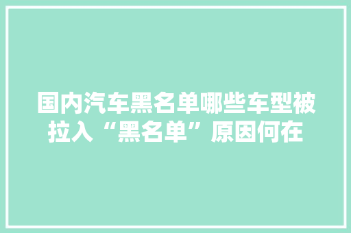 国内汽车黑名单哪些车型被拉入“黑名单”原因何在