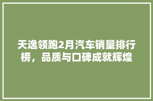 天逸领跑2月汽车销量排行榜，品质与口碑成就辉煌