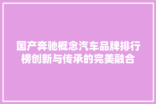 国产奔驰概念汽车品牌排行榜创新与传承的完美融合