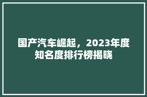 国产汽车崛起，2023年度知名度排行榜揭晓