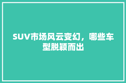 SUV市场风云变幻，哪些车型脱颖而出