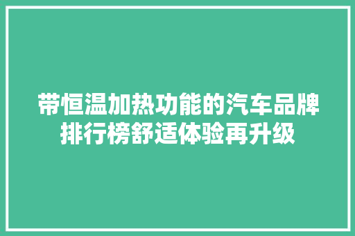带恒温加热功能的汽车品牌排行榜舒适体验再升级