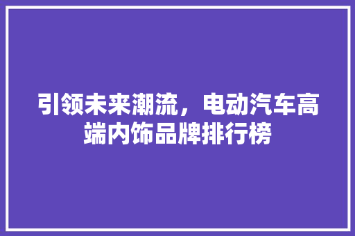 引领未来潮流，电动汽车高端内饰品牌排行榜