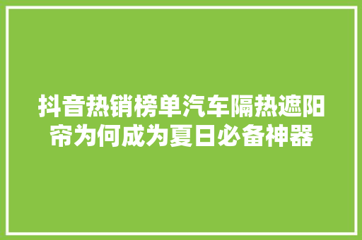 抖音热销榜单汽车隔热遮阳帘为何成为夏日必备神器