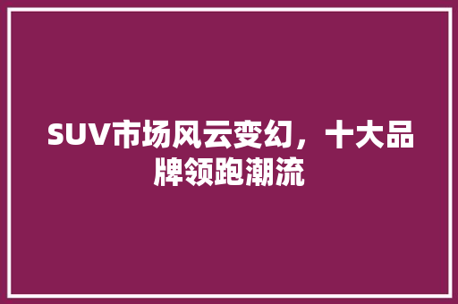 SUV市场风云变幻，十大品牌领跑潮流