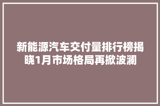 新能源汽车交付量排行榜揭晓1月市场格局再掀波澜