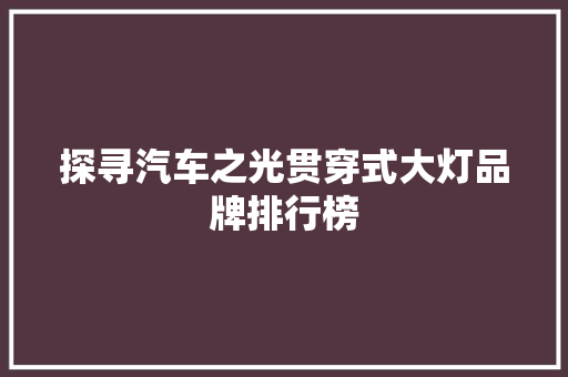 探寻汽车之光贯穿式大灯品牌排行榜