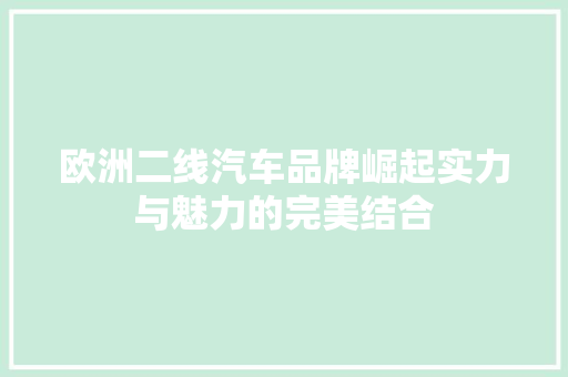 欧洲二线汽车品牌崛起实力与魅力的完美结合