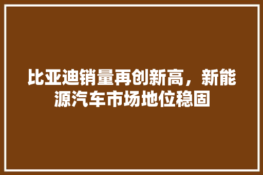 比亚迪销量再创新高，新能源汽车市场地位稳固
