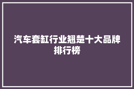 汽车套缸行业翘楚十大品牌排行榜