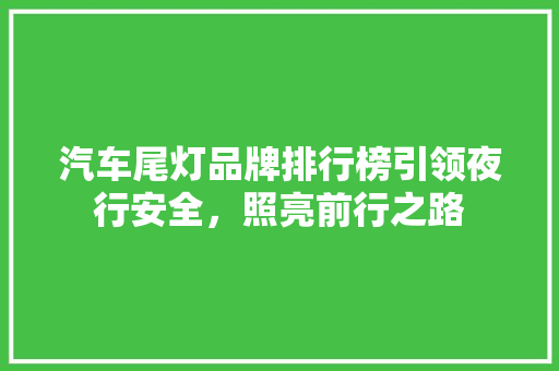 汽车尾灯品牌排行榜引领夜行安全，照亮前行之路