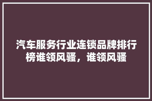 汽车服务行业连锁品牌排行榜谁领风骚，谁领风骚