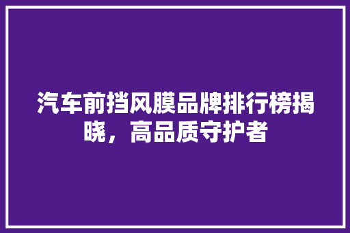 汽车前挡风膜品牌排行榜揭晓，高品质守护者