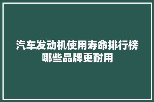 汽车发动机使用寿命排行榜哪些品牌更耐用