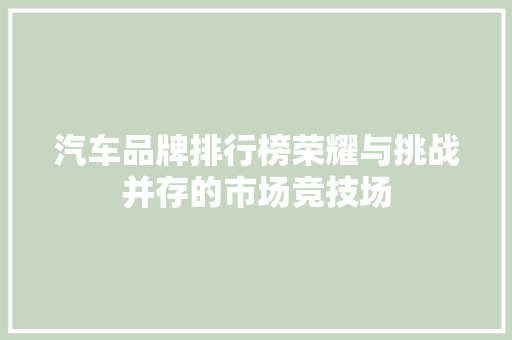 汽车品牌排行榜荣耀与挑战并存的市场竞技场