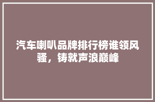 汽车喇叭品牌排行榜谁领风骚，铸就声浪巅峰