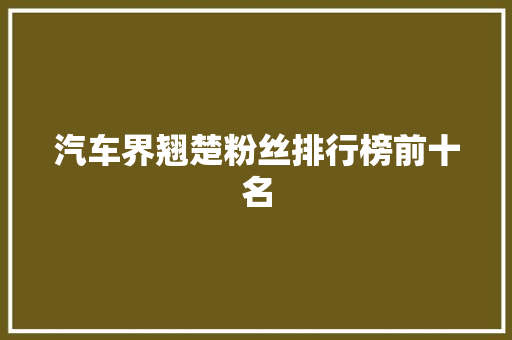 汽车界翘楚粉丝排行榜前十名