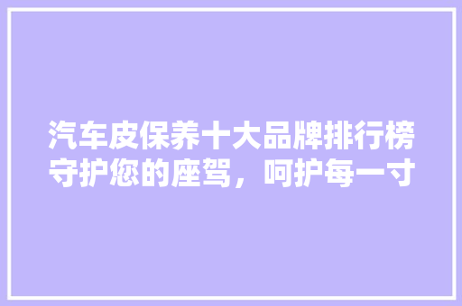 汽车皮保养十大品牌排行榜守护您的座驾，呵护每一寸肌肤