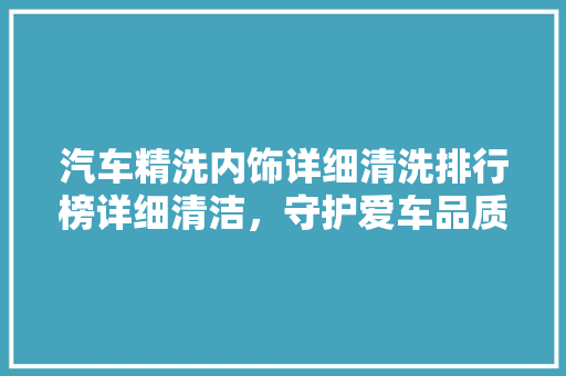 汽车精洗内饰详细清洗排行榜详细清洁，守护爱车品质生活