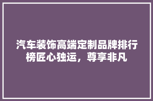 汽车装饰高端定制品牌排行榜匠心独运，尊享非凡