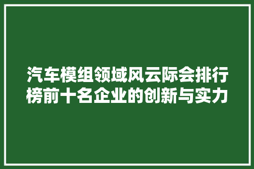 汽车模组领域风云际会排行榜前十名企业的创新与实力