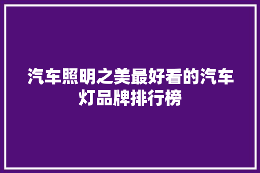 汽车照明之美最好看的汽车灯品牌排行榜