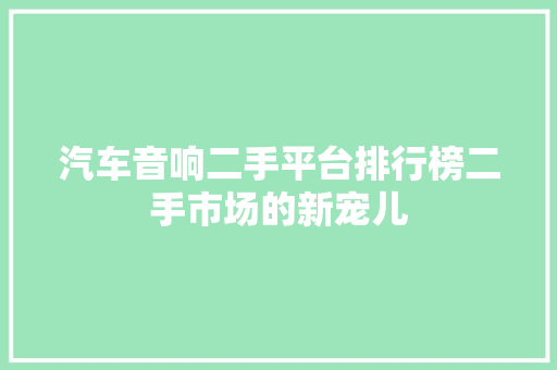 汽车音响二手平台排行榜二手市场的新宠儿