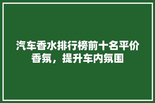 汽车香水排行榜前十名平价香氛，提升车内氛围