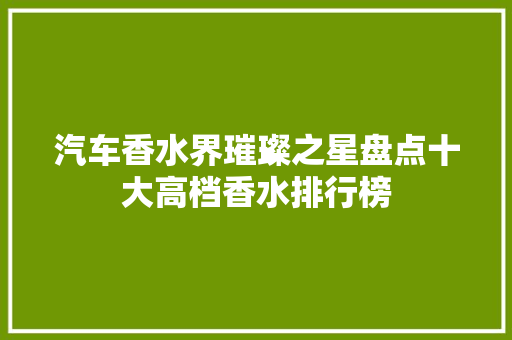 汽车香水界璀璨之星盘点十大高档香水排行榜