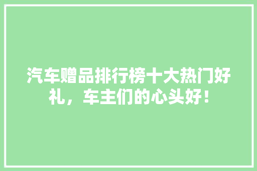 汽车赠品排行榜十大热门好礼，车主们的心头好！