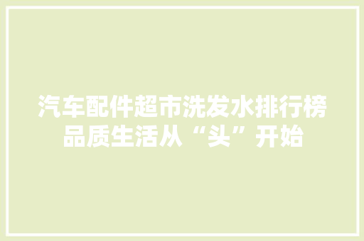 汽车配件超市洗发水排行榜品质生活从“头”开始