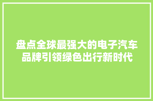 盘点全球最强大的电子汽车品牌引领绿色出行新时代