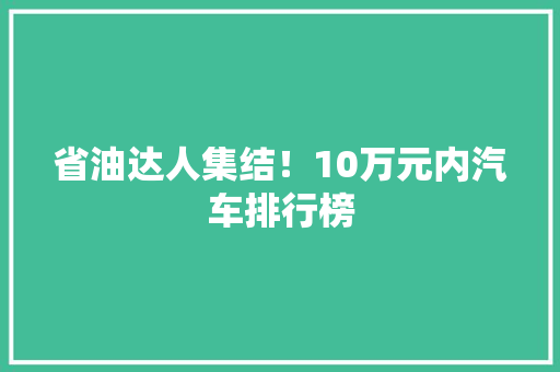 省油达人集结！10万元内汽车排行榜