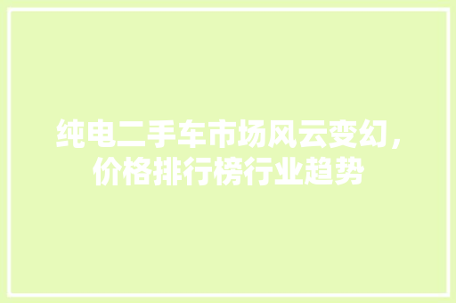 纯电二手车市场风云变幻，价格排行榜行业趋势