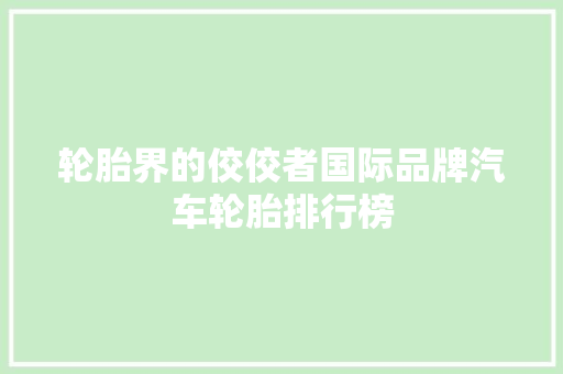 轮胎界的佼佼者国际品牌汽车轮胎排行榜