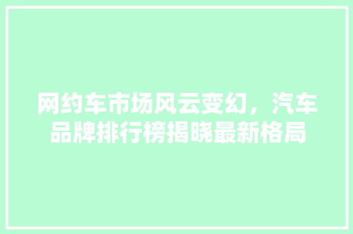 网约车市场风云变幻，汽车品牌排行榜揭晓最新格局