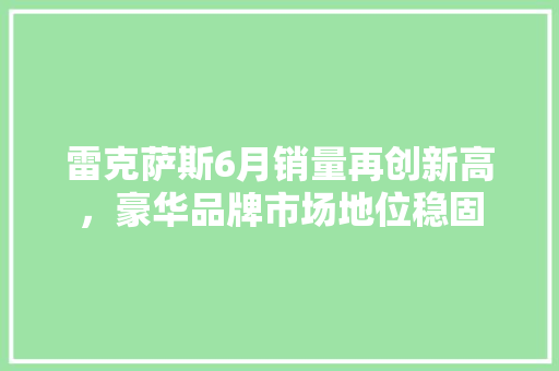雷克萨斯6月销量再创新高，豪华品牌市场地位稳固