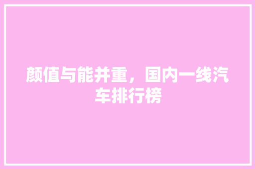 颜值与能并重，国内一线汽车排行榜