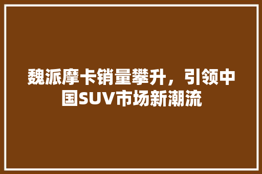 魏派摩卡销量攀升，引领中国SUV市场新潮流