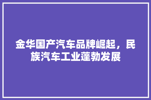 金华国产汽车品牌崛起，民族汽车工业蓬勃发展
