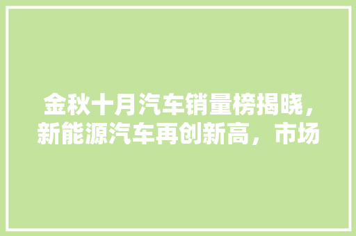 金秋十月汽车销量榜揭晓，新能源汽车再创新高，市场格局悄然生变